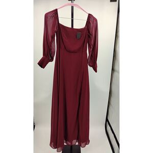 NWT Women's Burgundy Long Sleeve Maxi Dress